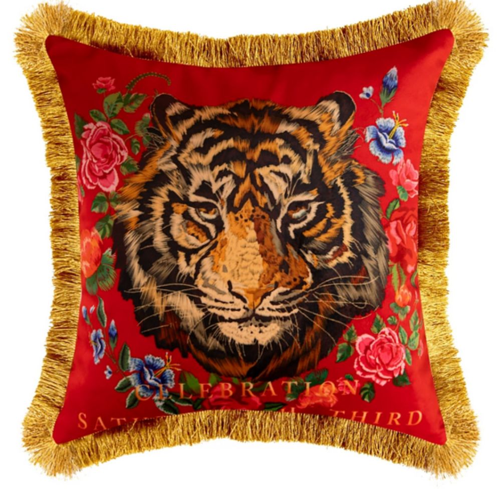 Funda de Cojín de Terciopelo Artístico Tigre Regal