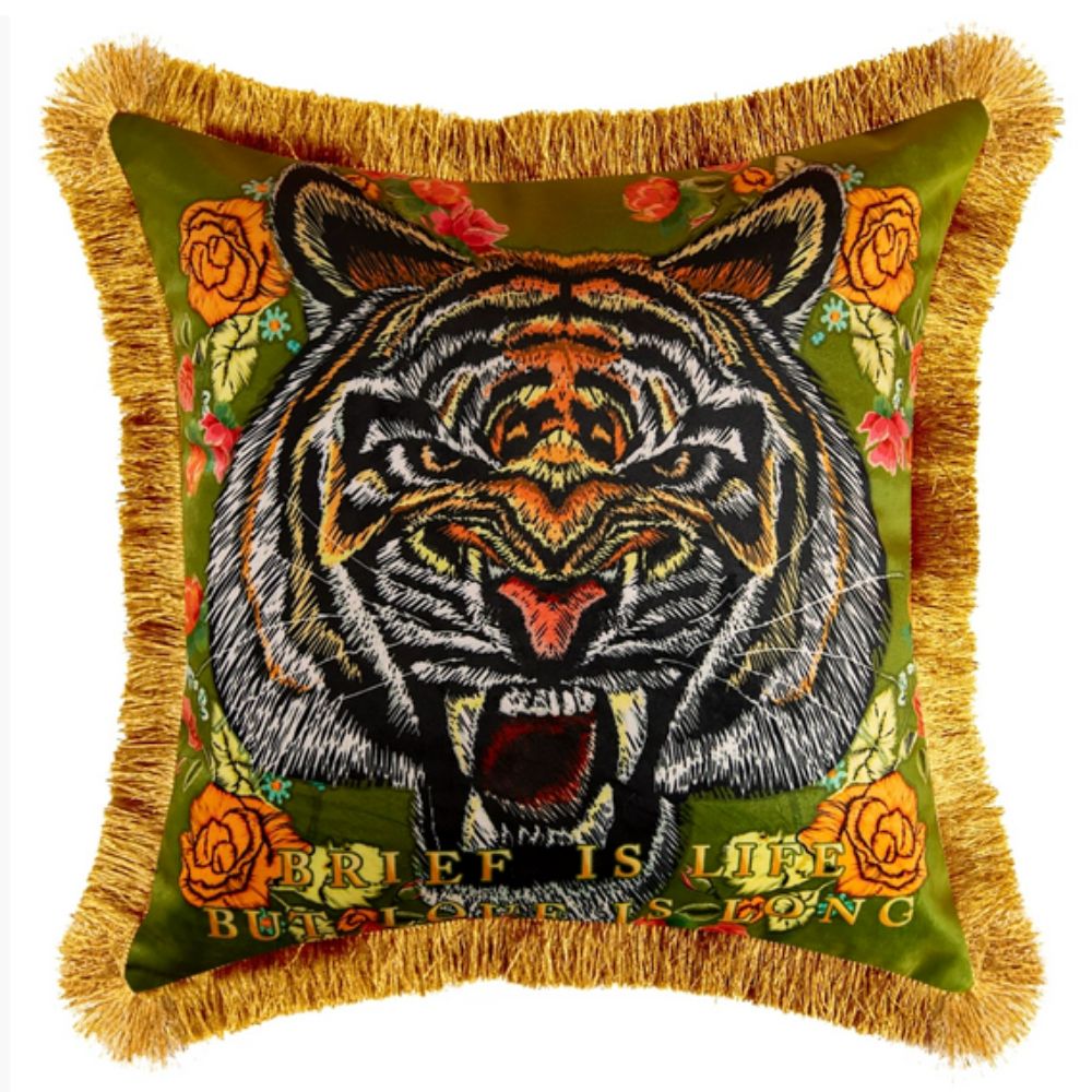 Funda de Cojín de Terciopelo Artístico Tigre Regal