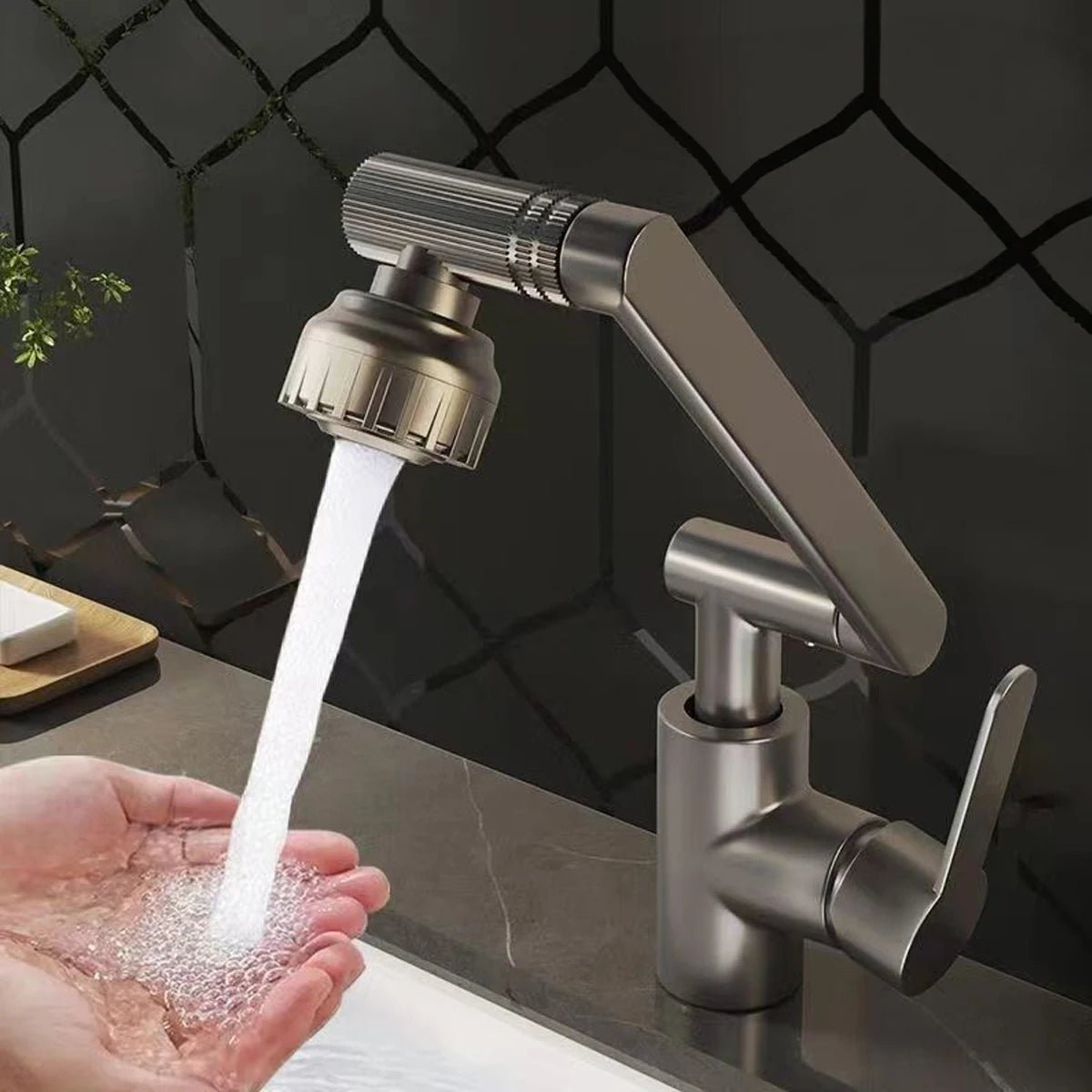 Grifo de Cocina Ajustable y Flexible AquaFlex con Brazo Giratorio de 360° y Doble Modo de Chorro de Agua