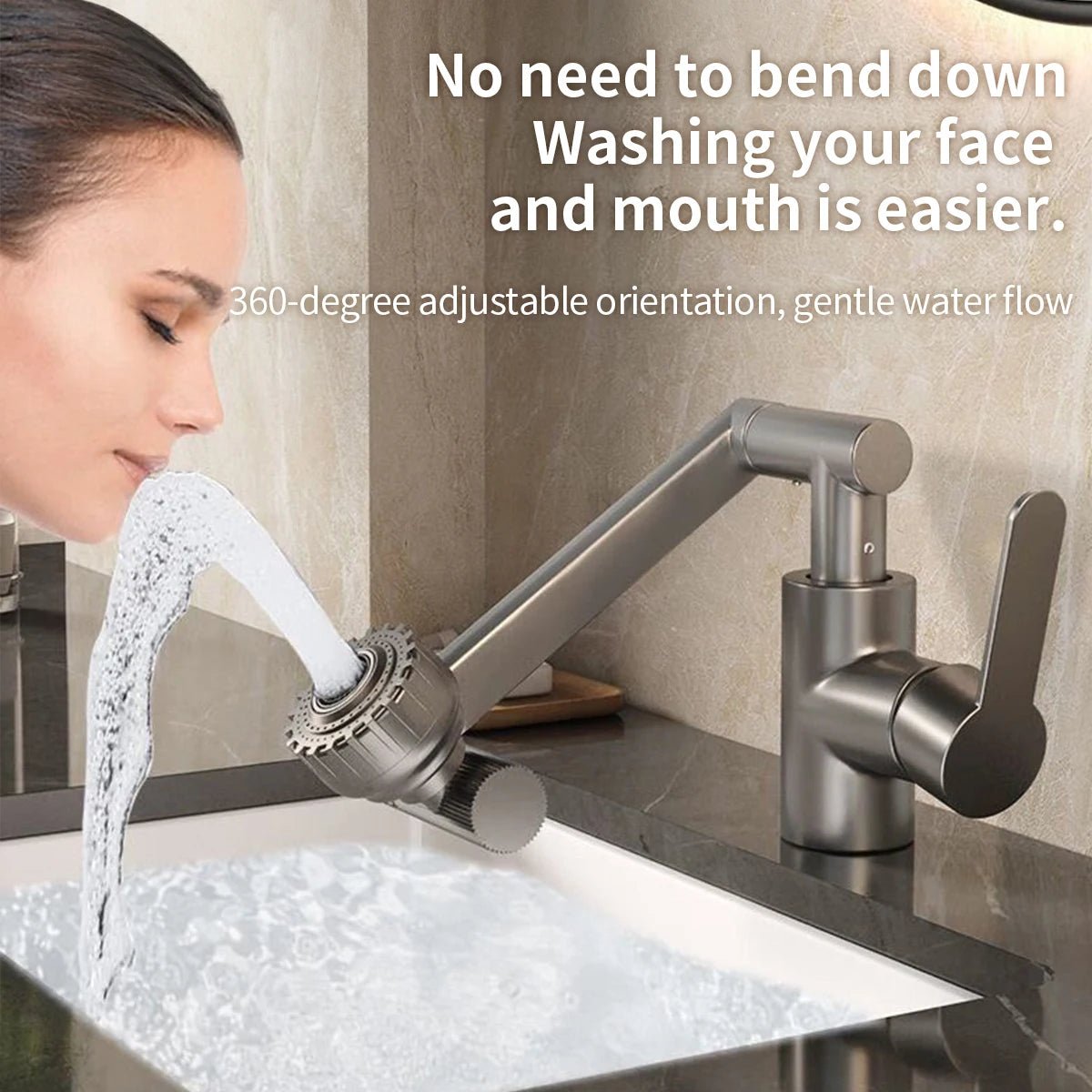 Grifo de Cocina Ajustable y Flexible AquaFlex con Brazo Giratorio de 360° y Doble Modo de Chorro de Agua