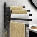 Soporte Regulable para Toallas con 5 Brazos – Perchero de Metal Negro para Toallas de Baño