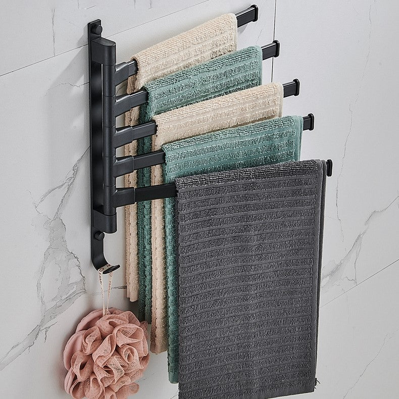 Soporte Regulable para Toallas con 5 Brazos – Perchero de Metal Negro para Toallas de Baño