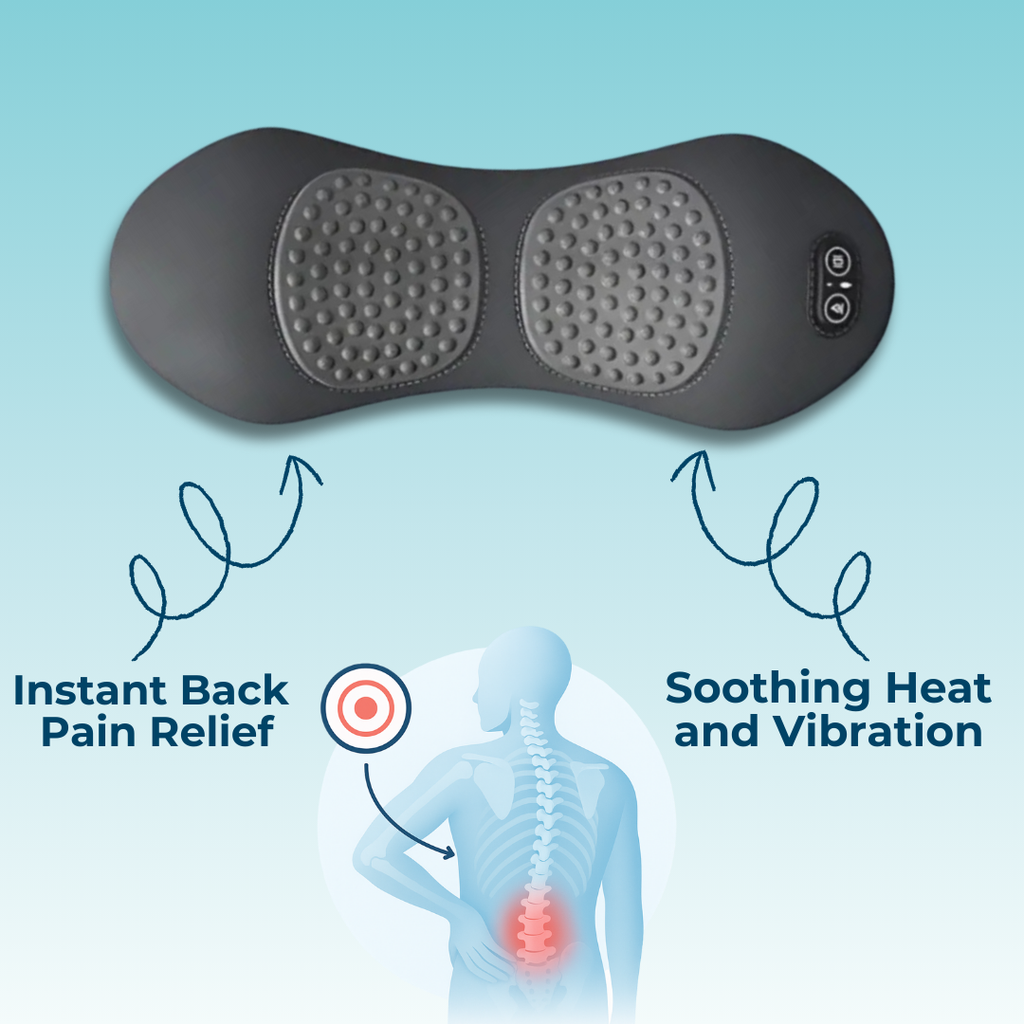 Lisslune | Masajeador de Espalda con Calor y Vibración, Soporte Espinal para Alivio de Ciática, Dolor de Espalda Baja y Corrección de Postura – Terapia en Casa 3 en 1