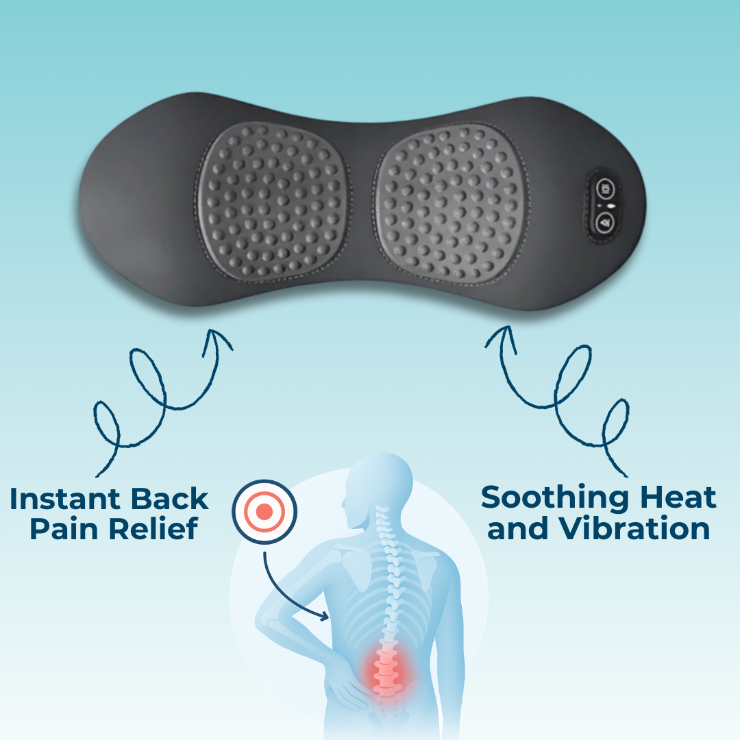Lisslune | Masajeador de Espalda con Calor y Vibración, Soporte Espinal para Alivio de Ciática, Dolor de Espalda Baja y Corrección de Postura – Terapia en Casa 3 en 1