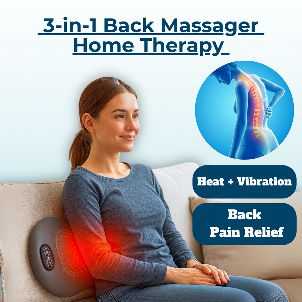Lisslune | Masajeador de Espalda con Calor y Vibración, Soporte Espinal para Alivio de Ciática, Dolor de Espalda Baja y Corrección de Postura – Terapia en Casa 3 en 1