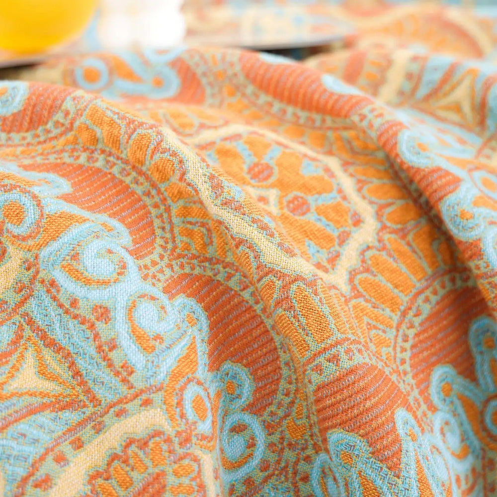 Manta Bohemia de Algodón Reversible con Diseño Paisley