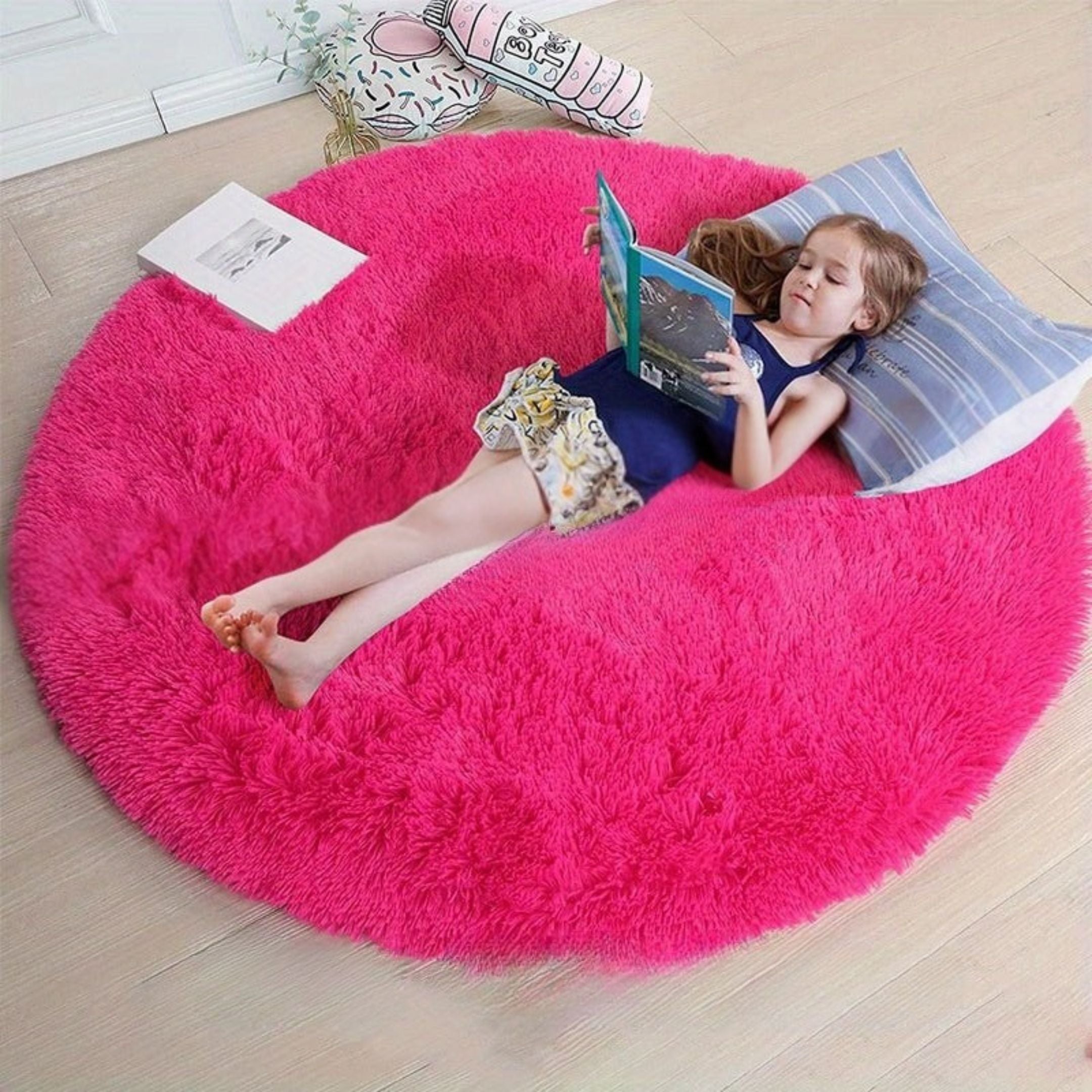 Alfombra Redonda para Sala y Niños, Diseño Suave y Antideslizante, Lavable, 160 cm