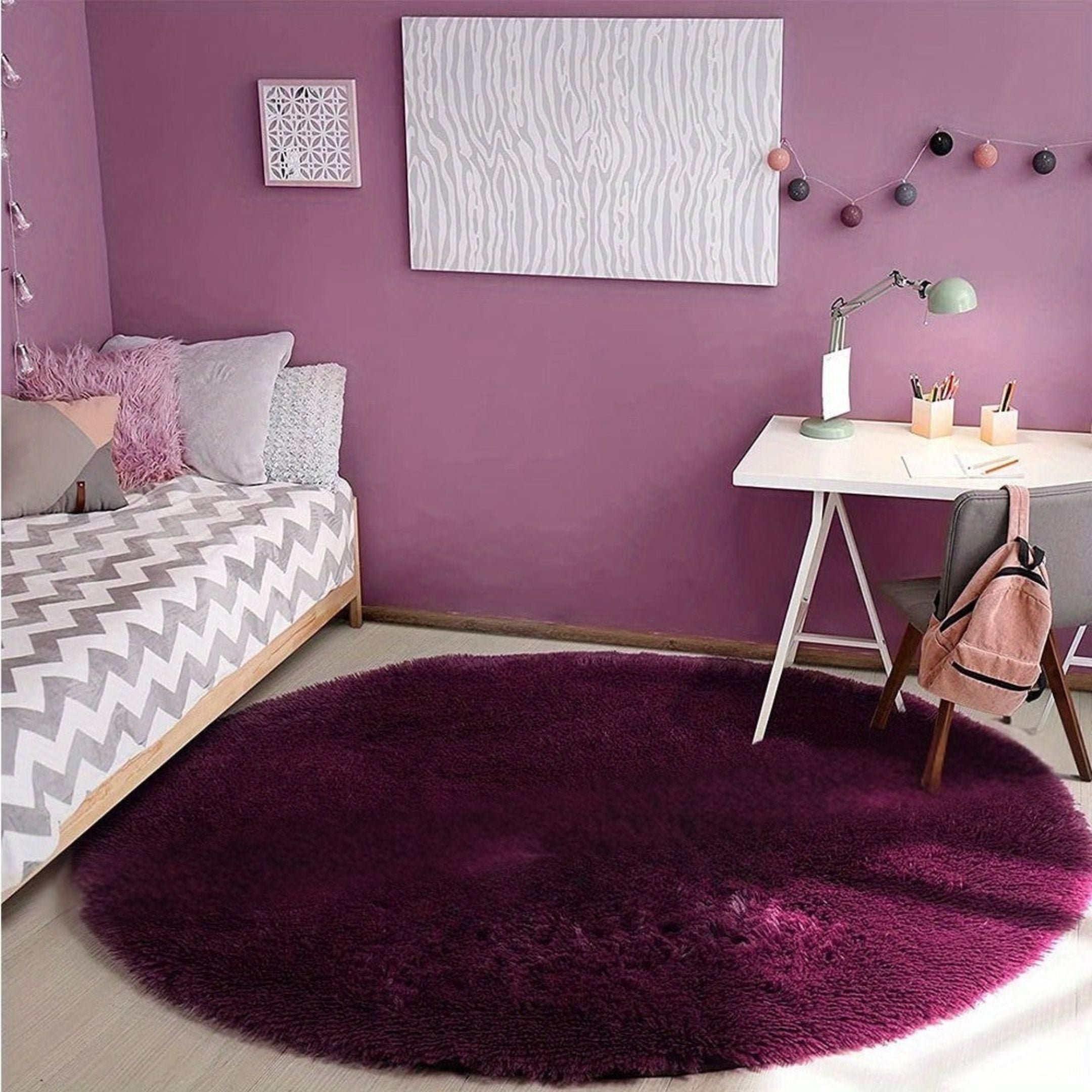 Alfombra Redonda para Sala y Niños, Diseño Suave y Antideslizante, Lavable, 160 cm