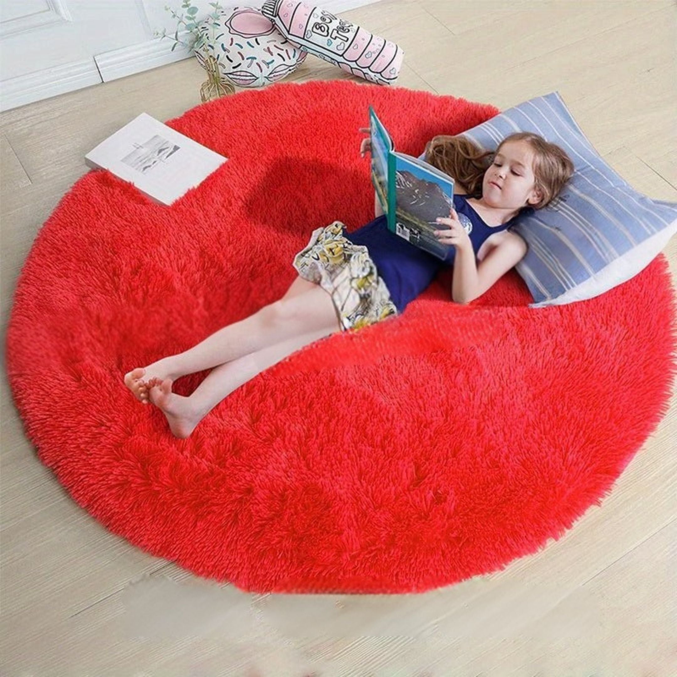 Alfombra Redonda para Sala y Niños, Diseño Suave y Antideslizante, Lavable, 160 cm