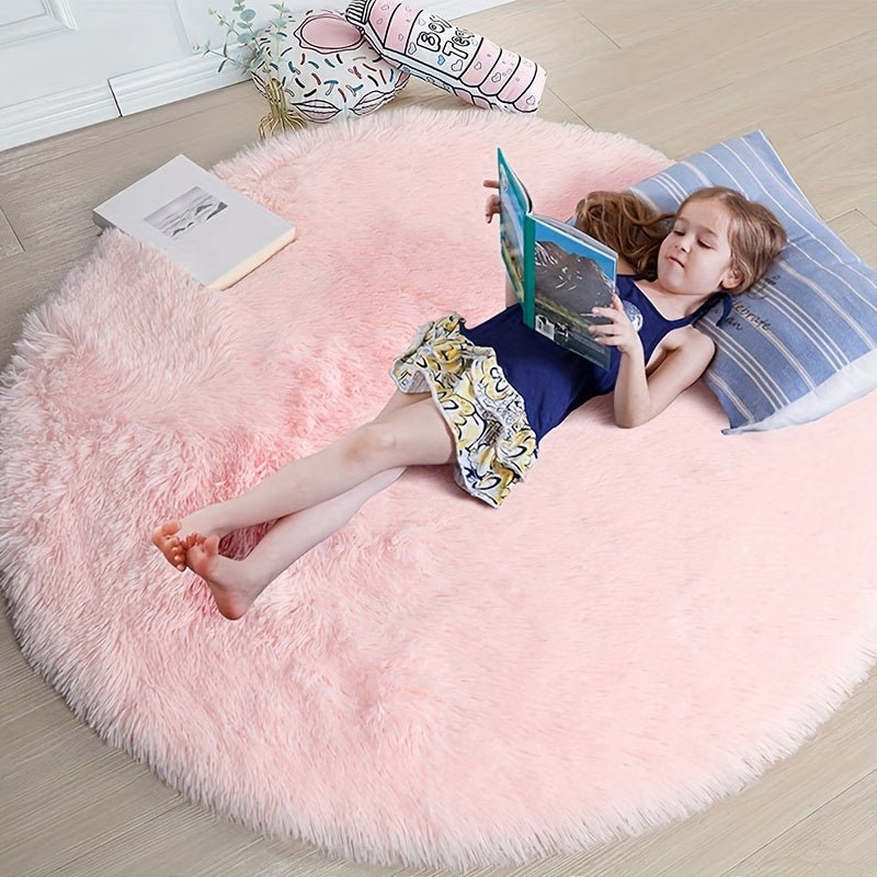 Alfombra Redonda para Sala y Niños, Diseño Suave y Antideslizante, Lavable, 160 cm