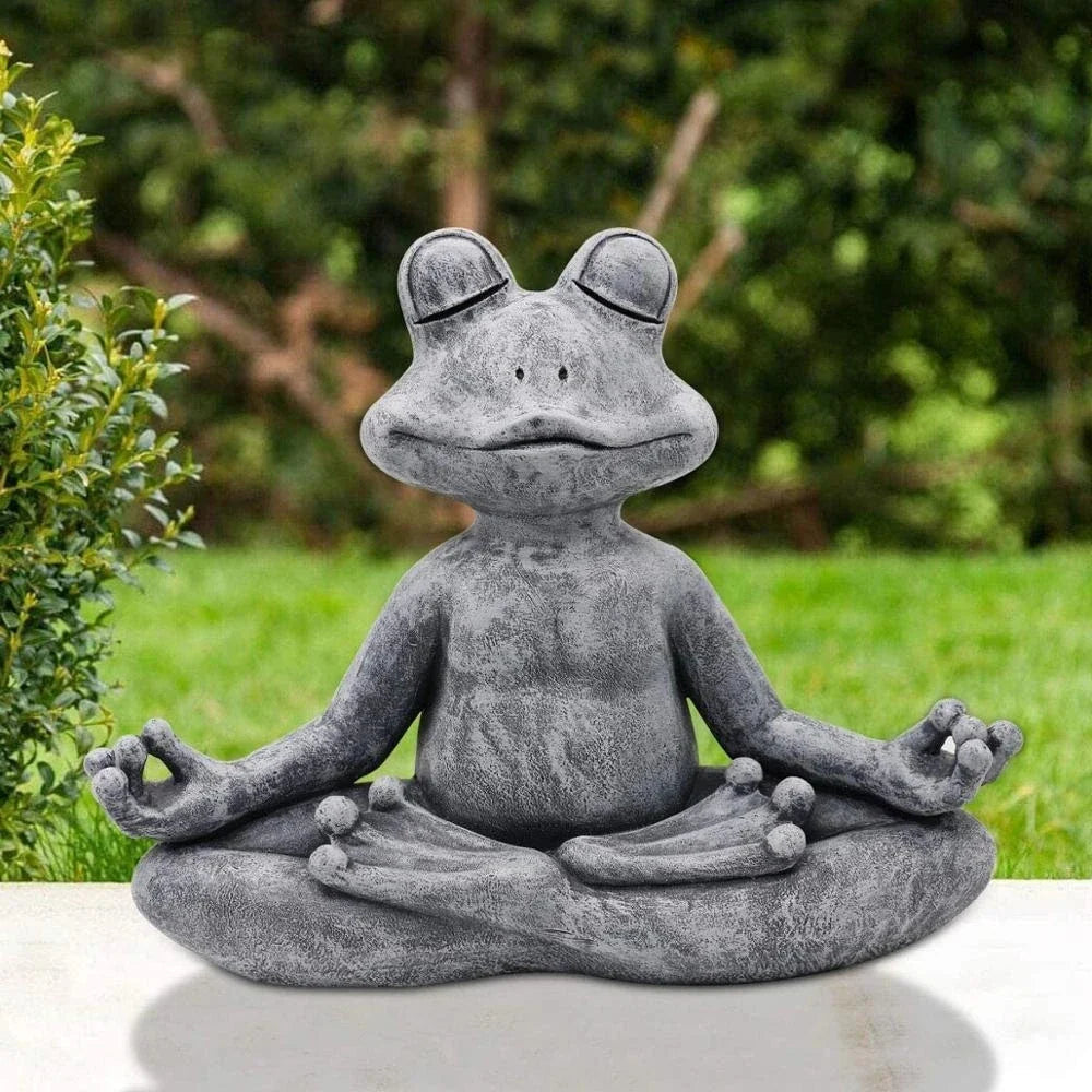 ZenFrog - Figura de rana meditando para decoración interior y exterior