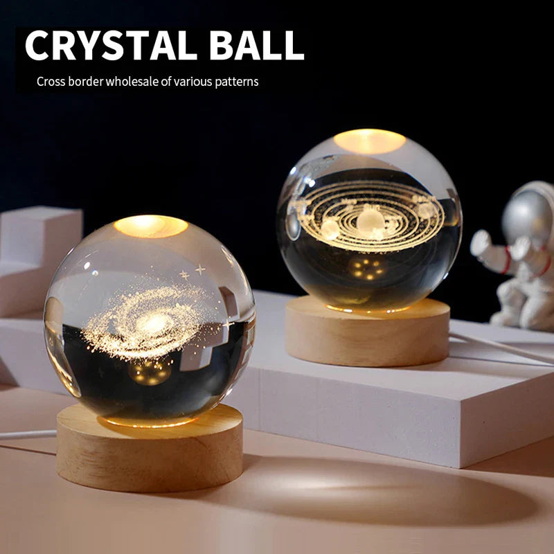 Astranova Galaxy Luz Nocturna | Esfera de Cristal LED con Diseño de Vía Láctea | Luz Cálida | Regalo Creativo para Niños y Adultos