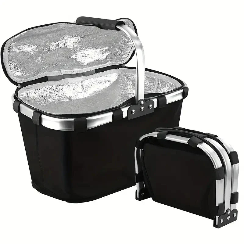 ThermaTrip Faltkorb | Cesta de picnic aislada con papel de aluminio y asa de transporte | Plegable en 3 partes | Para excursiones, parques, compras y viajes