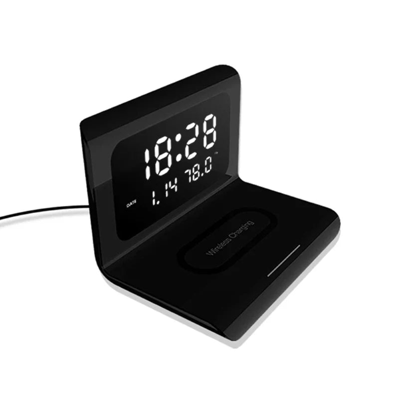 Estación de carga inalámbrica con reloj y alarma – Compacta y de carga rápida