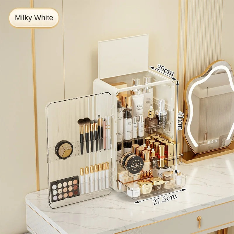 Caja de Almacenamiento Cosmético a Prueba de Polvo con Puerta Magnética para Maquillaje y Cuidado de la Piel