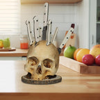 GothicCulinary - Soporte para cuchillos con cabeza de muerto llamativo para un almacenamiento elegante