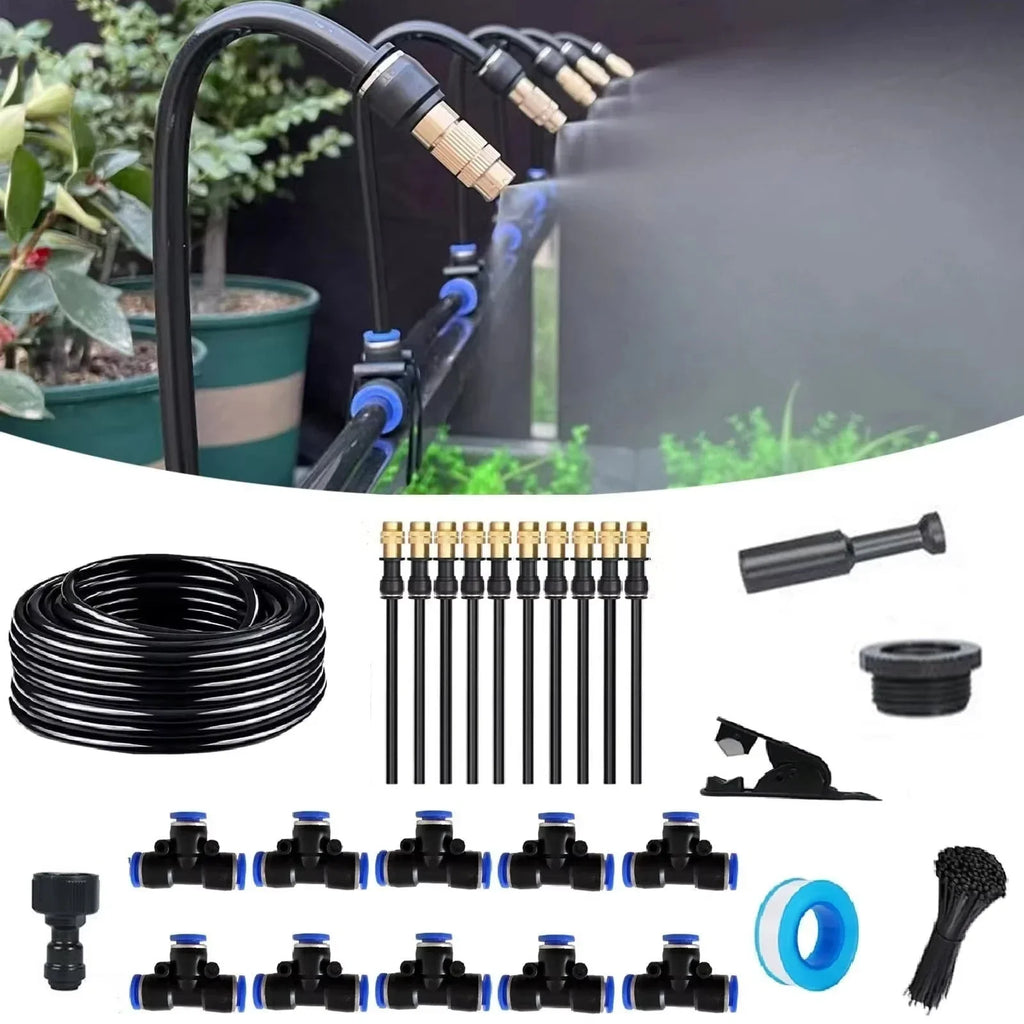 AquaFlex Pro360 Sistema de Riego Automático 20 m | Boquillas de Rociado Ajustables 360° | Kit de Riego por Nebulización DIY | Para Jardín, Huerto y Terraza