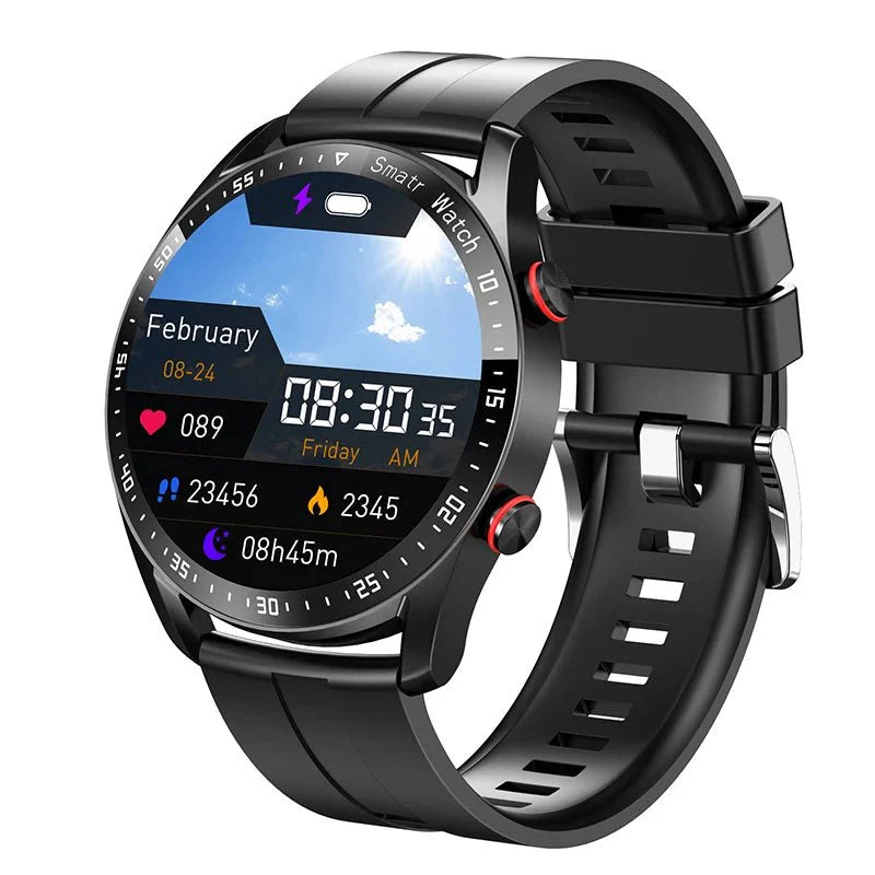 CARDIOTRON – Montre intelligente premium pour hommes avec ECG+PPG et fonction d’appel