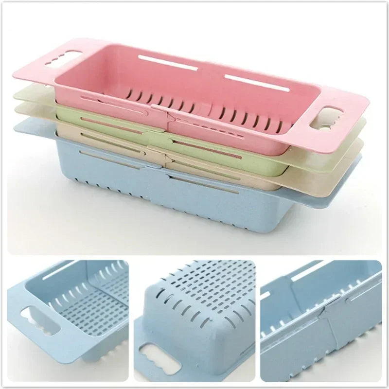 FlexDrain Escurridor de Cocina – Organizador de Fregadero Ajustable | Drenaje Automático & Deshidratador de Frutas y Verduras | Accesorios de Cocina Ahorra Espacio | Brehn