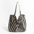 Bolso de tela de lino a rayas