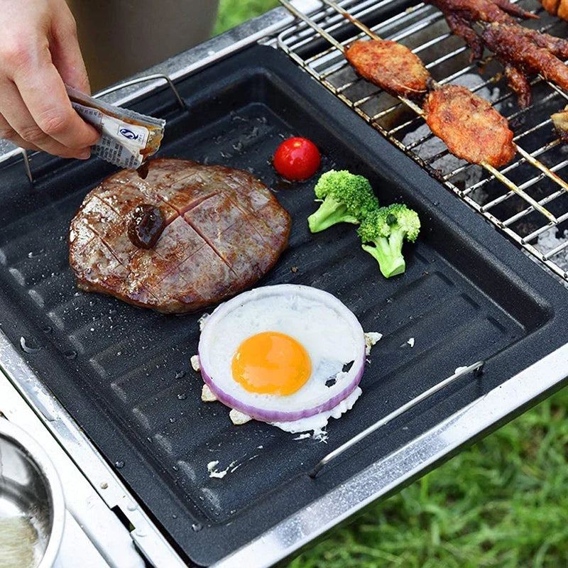 Feurossa Plancha de Asar Invertible | Para Parrilla de Gas y Cocina | 25 × 30 cm | Para Pizza, Carne, Verduras y Pescado