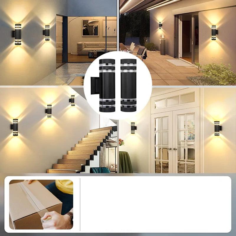 LumiBloc Lámpara de Pared LED Exterior | Efecto Up & Down | Casquillo E27 | IP65 Impermeable | Diseño Moderno para Jardín y Balcón