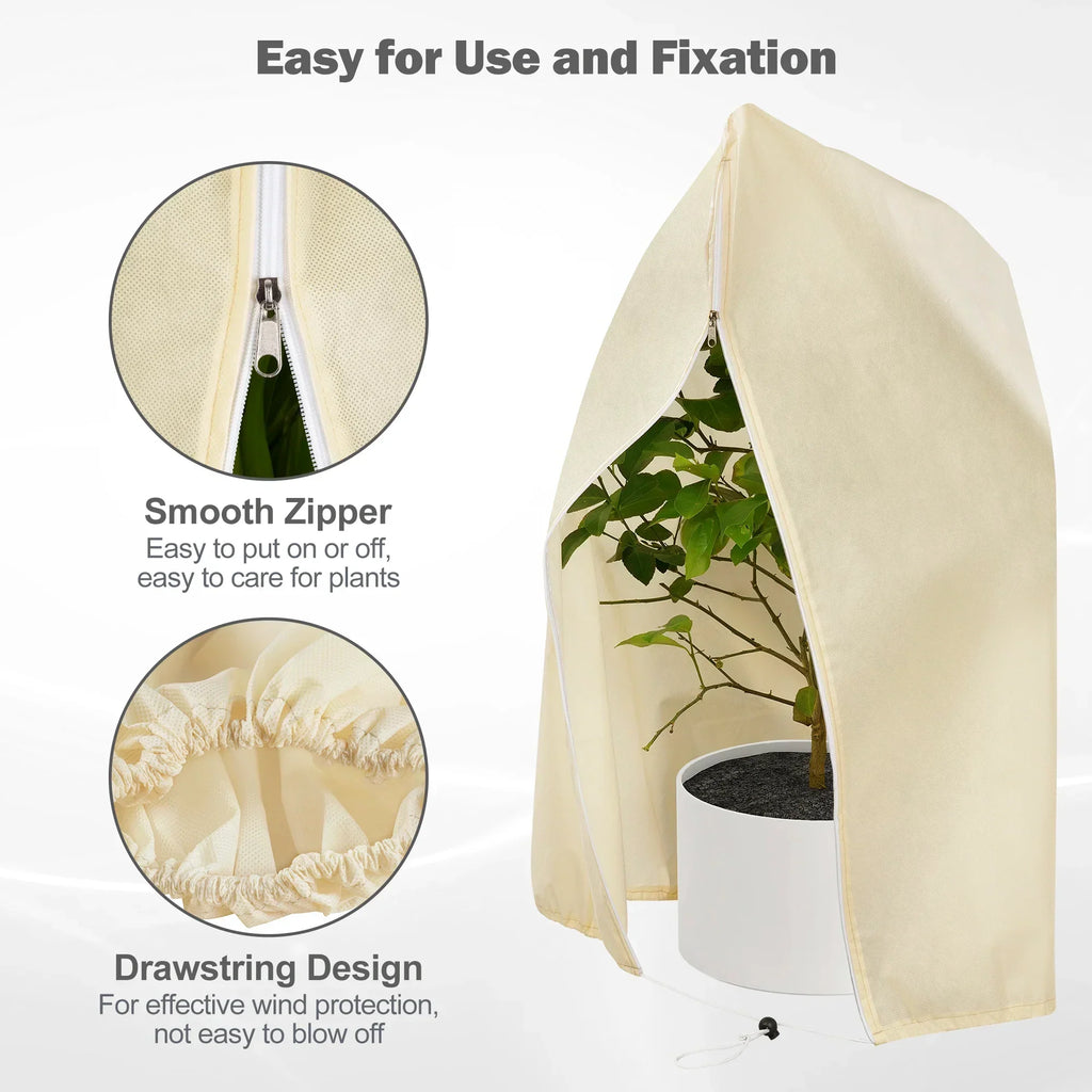 Cubierta de protección invernal para plantas - Protección contra heladas con cremallera y cordón, transpirable para palmeras y plantas en macetas en el jardín
