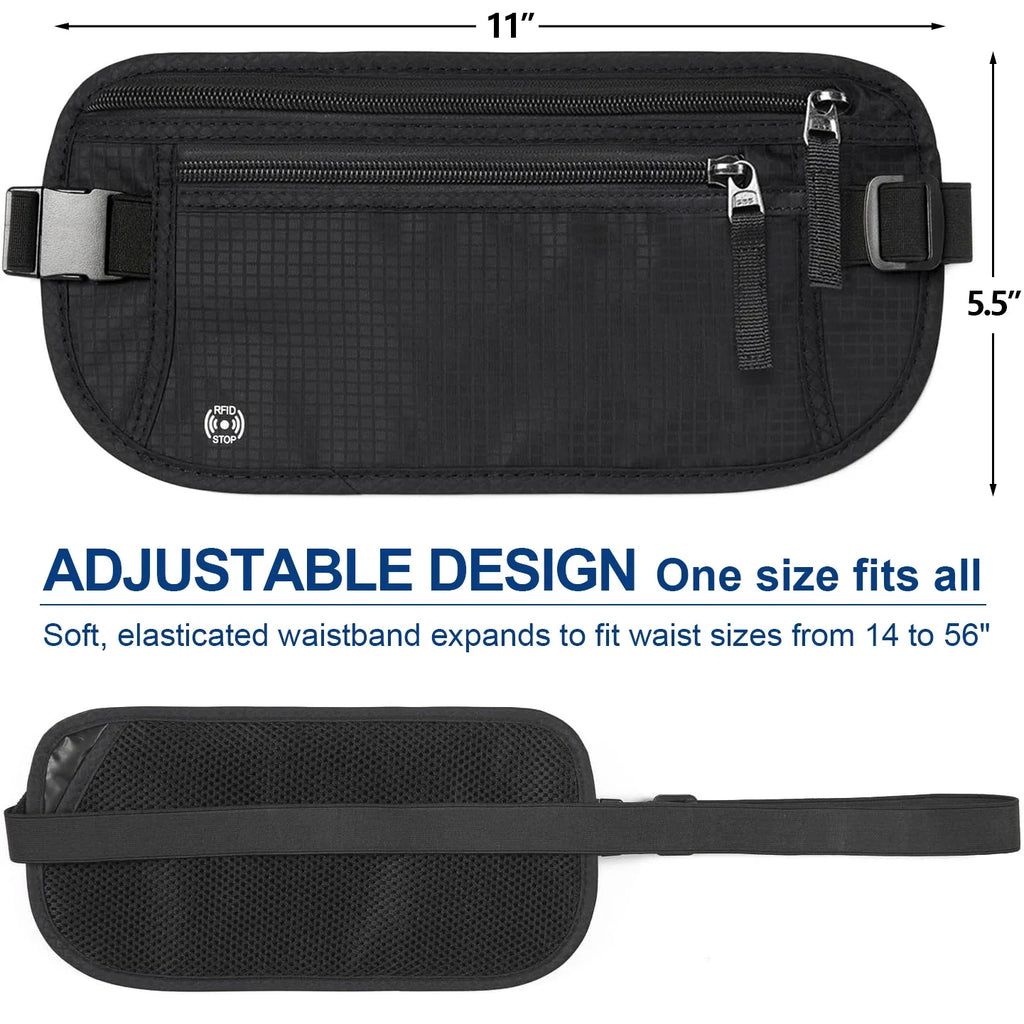 SafeTraveler Riñonera | Protección RFID | Compartimento de seguridad oculto | Para damas y caballeros