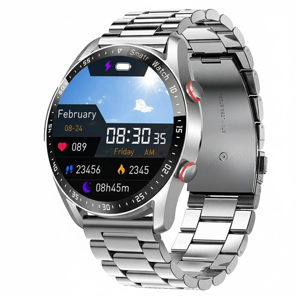 CARDIOTRON – Montre intelligente premium pour hommes avec ECG+PPG et fonction d’appel