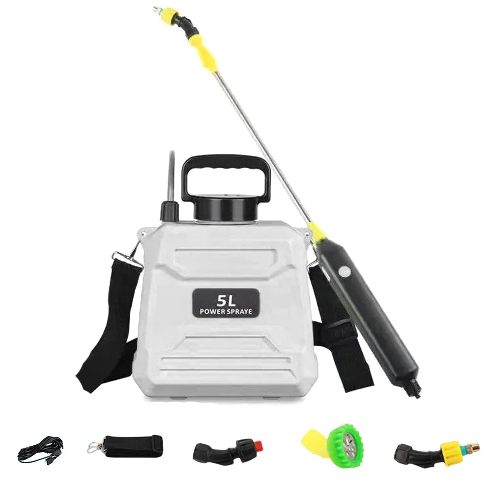 SPRAYMATE Pro Pulverizador a Batería | Botella de Spray de 5 L para Hombro | Carga USB & Boquilla Ajustable | Para Jardín, Limpieza & Control de Malezas