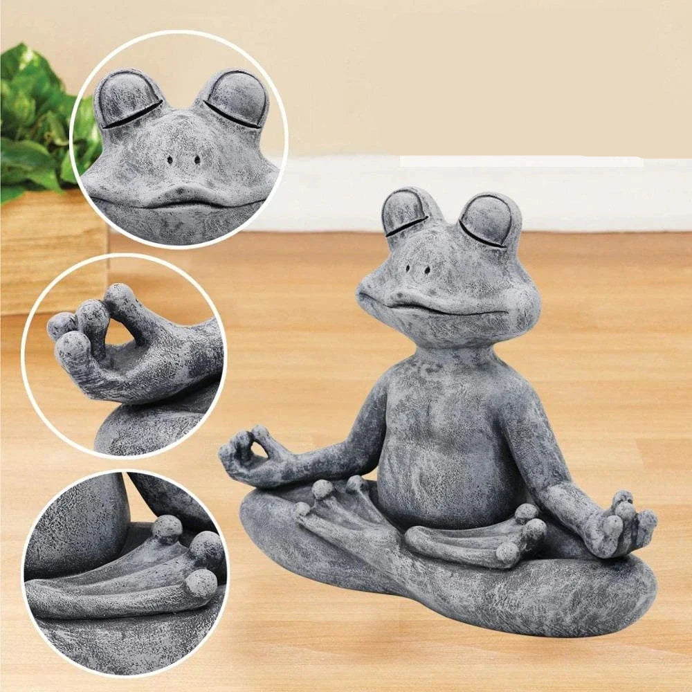 ZenFrog - Figura de rana meditando para decoración interior y exterior