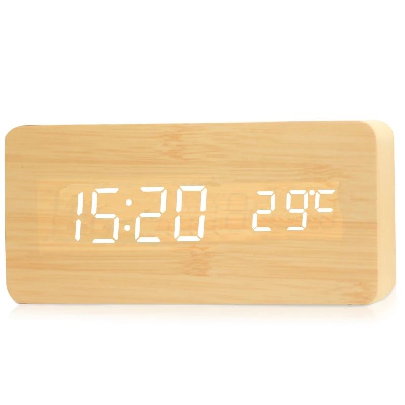 Reloj Digital de Escritorio de Madera