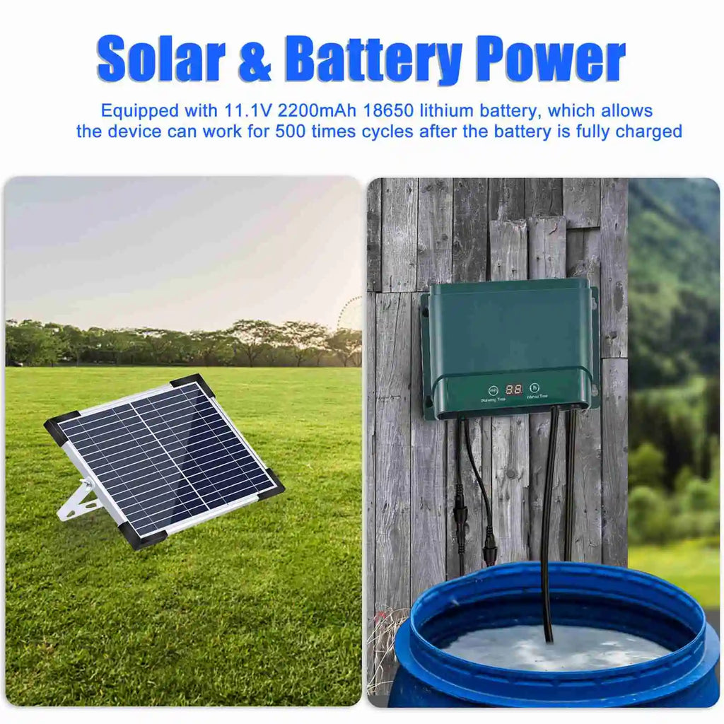 Kalsten | Kit de Sistema de Riego por Goteo Solar Automático con 30 Modos y 7 Temporizadores – AquaFlow