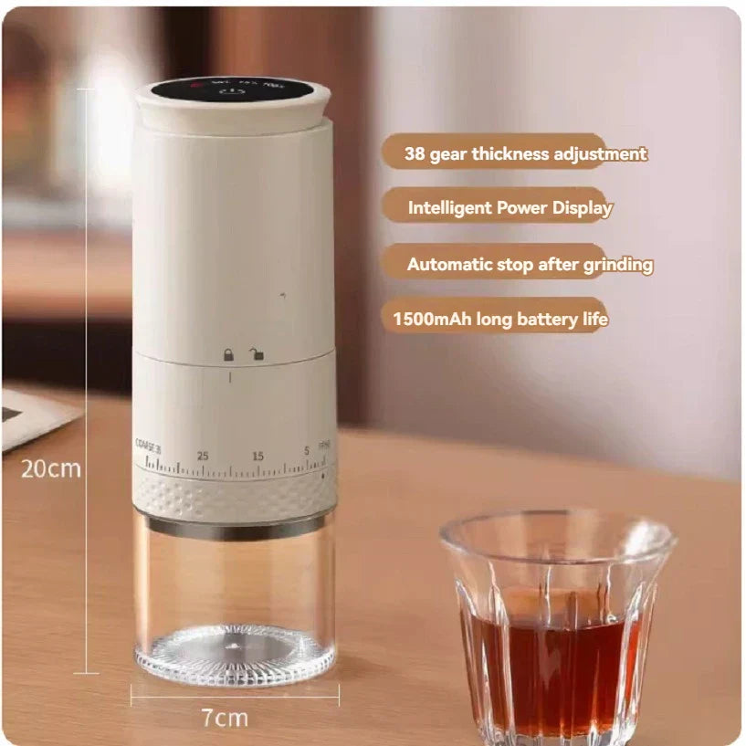 Molinillo de café eléctrico de 1500mAh con carga Type-C ajustable externamente