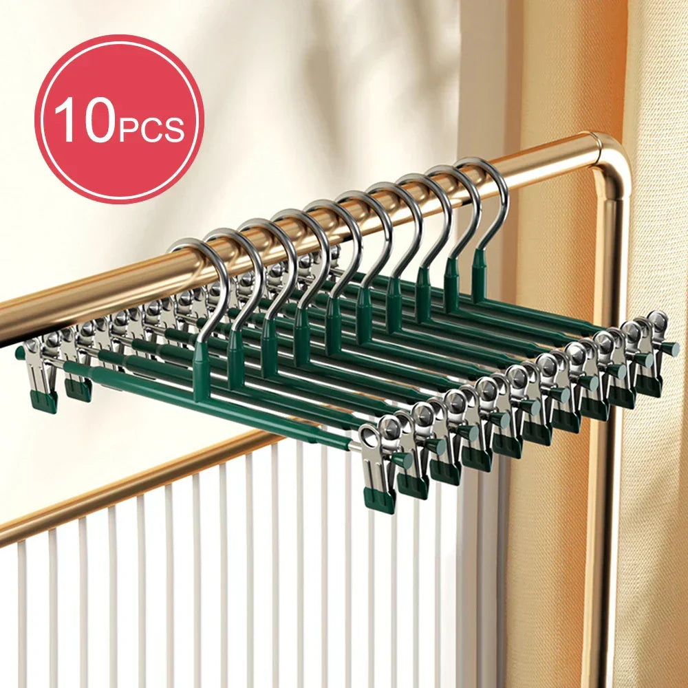 Kalsten | Percha de Acero Inoxidable Closyra con Clips | Ajustable y Antideslizante | Para Faldas, Pantalones y Ropa Interior | Ahorra Espacio y Sin Costuras