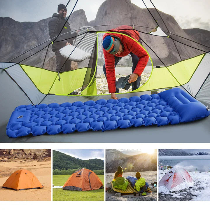SleepCamp - Colchón inflable de rápida inflado con almohada integrada | 50% DESCUENTO
