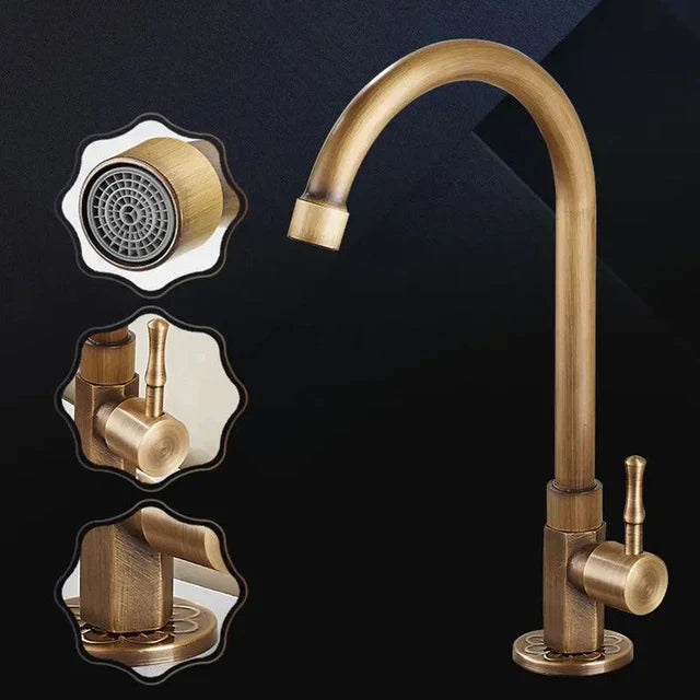 SwanFlow - grifo de cocina de bronce antiguo con elegante diseño de cuello de cisne