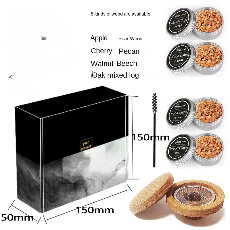 Lisslune | Kit de Ahumador de Cócteles de Madera: Mejora Tus Bebidas con un Sabor Ahumado - Ideal para Whisky y Accesorios de Bar