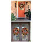 Encanto Otoñal Corona de Puerta de Otoño | Calabaza y Ratan | 40 cm | Decoración Artesanal para Otoño y Acción de Gracias