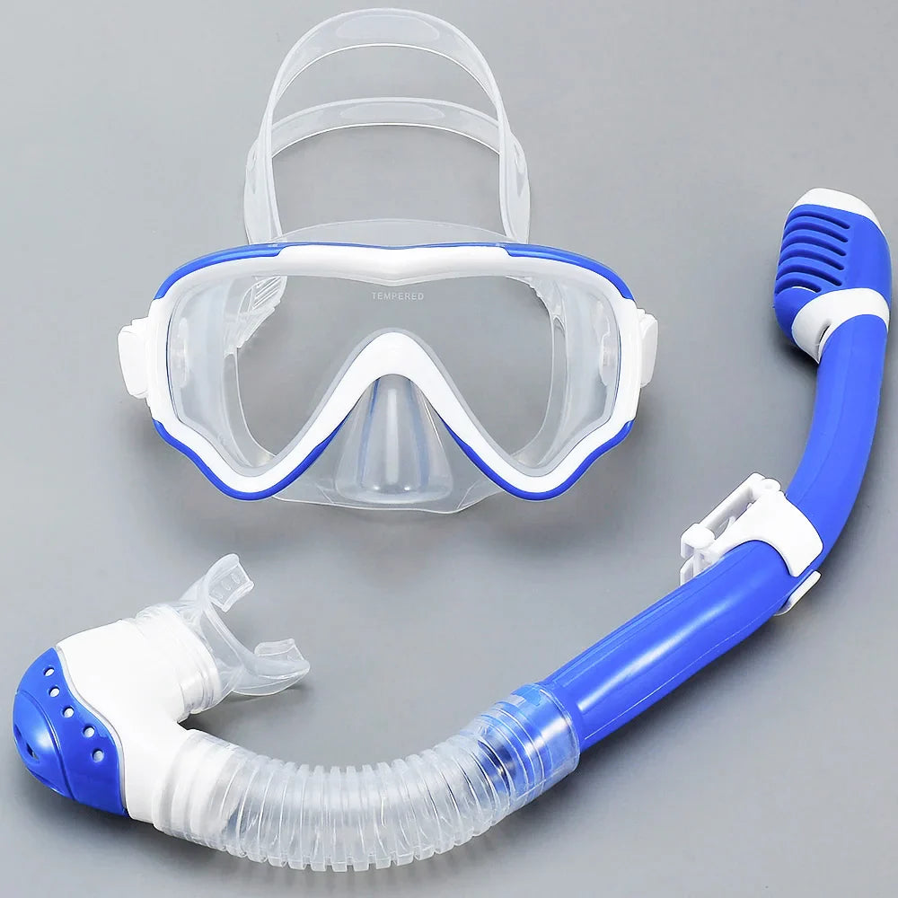 AquaJuni Máscara de Buceo para Niños con Snorkel | Antivaho & a Prueba de Fugas | Vidrio Templado & Silicona | Para Niños y Niñas de 7 a 15 Años