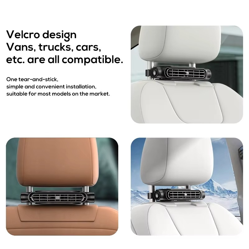 Ventilador de Aire Frío para Cabecera de Coche – Circulador de Aire Ajustable de 3 Velocidades para Asientos Traseros