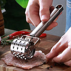 SteelTender Aplanador de Carne | Ablandador de Carne de Acero Inoxidable con Cabeza de Golpe | Para Filetes, Escalopes y Cerdo | 18 cm