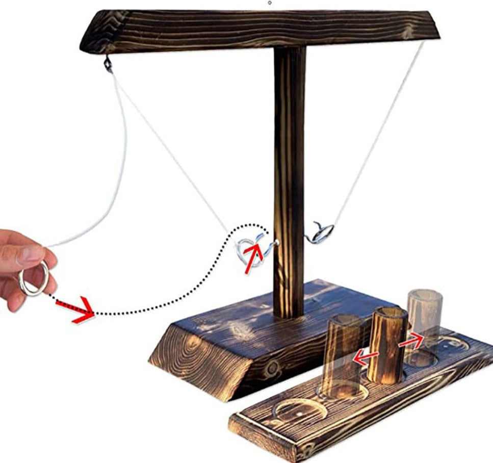 Juego de lanzamiento de anillos de madera