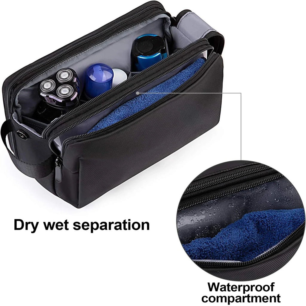 Gentrax Necessaire para Hombre | Impermeable y Grande | Organizador de Viaje Resistente con Compartimento Húmedo | Dopp Kit para Afeitado y Cuidado Personal