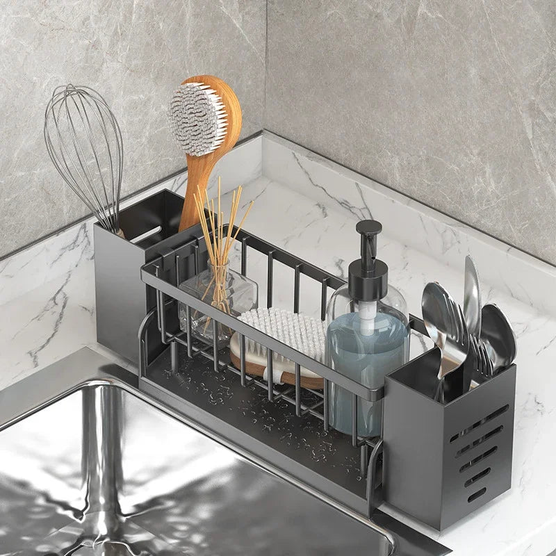 Organizador de Fregadero Ordinaqua | Autodrenante | Soporte para Esponja, Jabón y Paños | Extensible y Higiénico | Plástico ABS