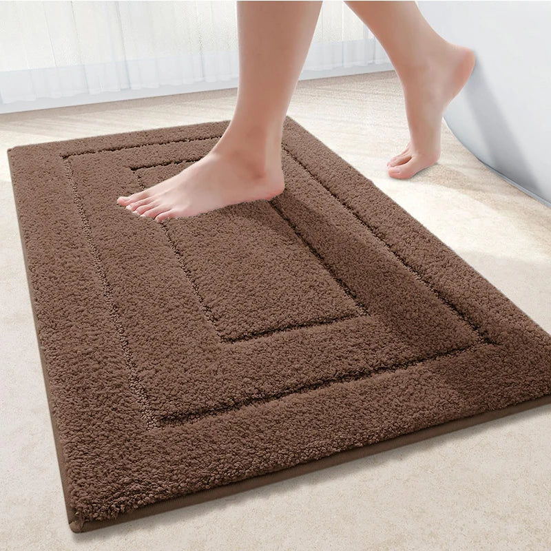 Alfombra de baño de microfibra antideslizante – Alfombra de baño de doble capa | Absorbente y suave | Alfombra de confort | Brehn