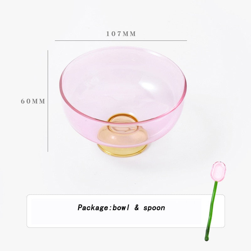 BowLift | Tazón de postre de borosilicato colorido con cuchara