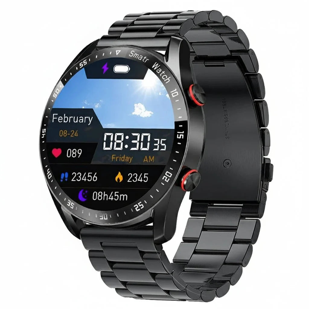 CARDIOTRON – Montre intelligente premium pour hommes avec ECG+PPG et fonction d’appel