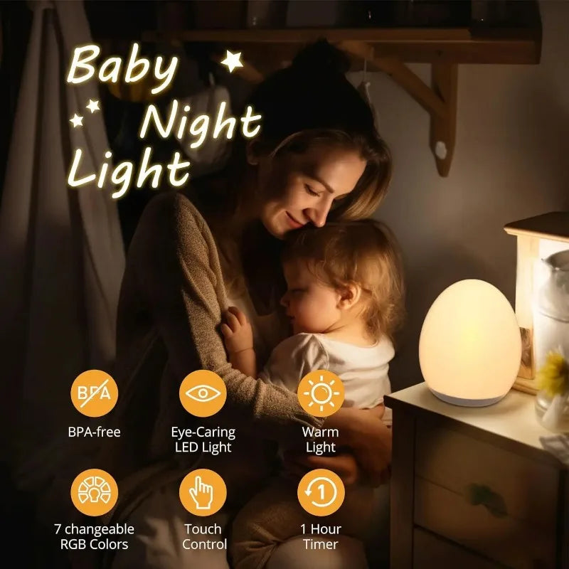 Lumiboo Lámpara Nocturna | RGB y Blanco Cálido | Control Táctil | 100h de Batería | 12 × 10 cm | Habitación de Bebés y Niños