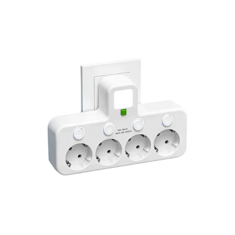 Carvallo VOLTRIQ ProLine | 3–4 tomas + 2× USB & 1× Tipo-C | 2500 W | Protección contra sobretensiones & Interruptor de control